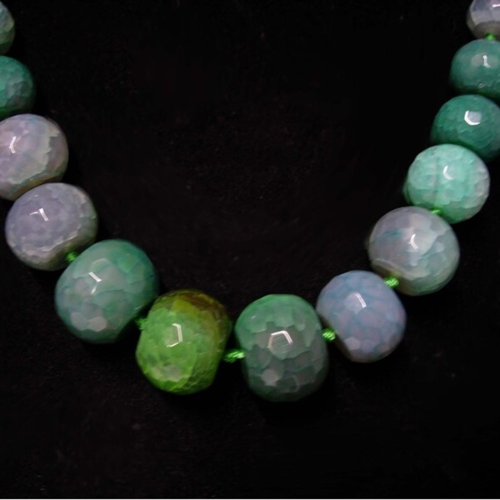 Large Statement Signed Agate Necklace - - image 2